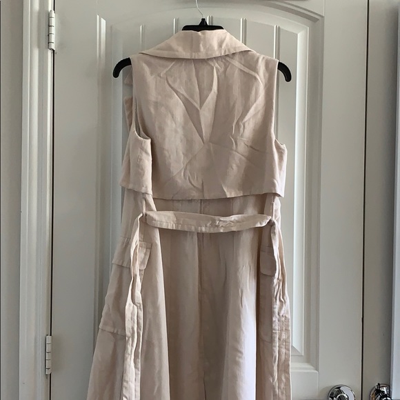 🟢 H&M Cream Vest Trench Coat 4 S - Picture 8 of 10